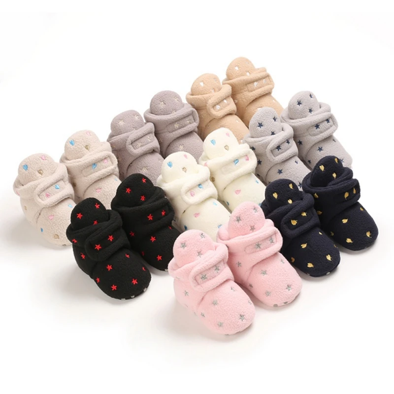 Ins Winter Warm Baby Boy Girl  Plus Velvet Boots Love Cotton Soft Casual Bottom Infant Kids Frist Walking Shoes Footwear 0-18M