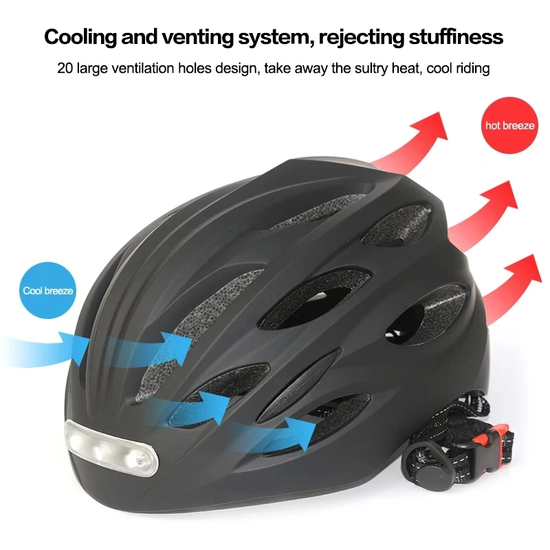 Cycling Bicycle Helmet MTB Road Bikes Helmets Integrally-mold With Light LED Lighting Reflective EPS+PC Outdoor Riding Sport Cap