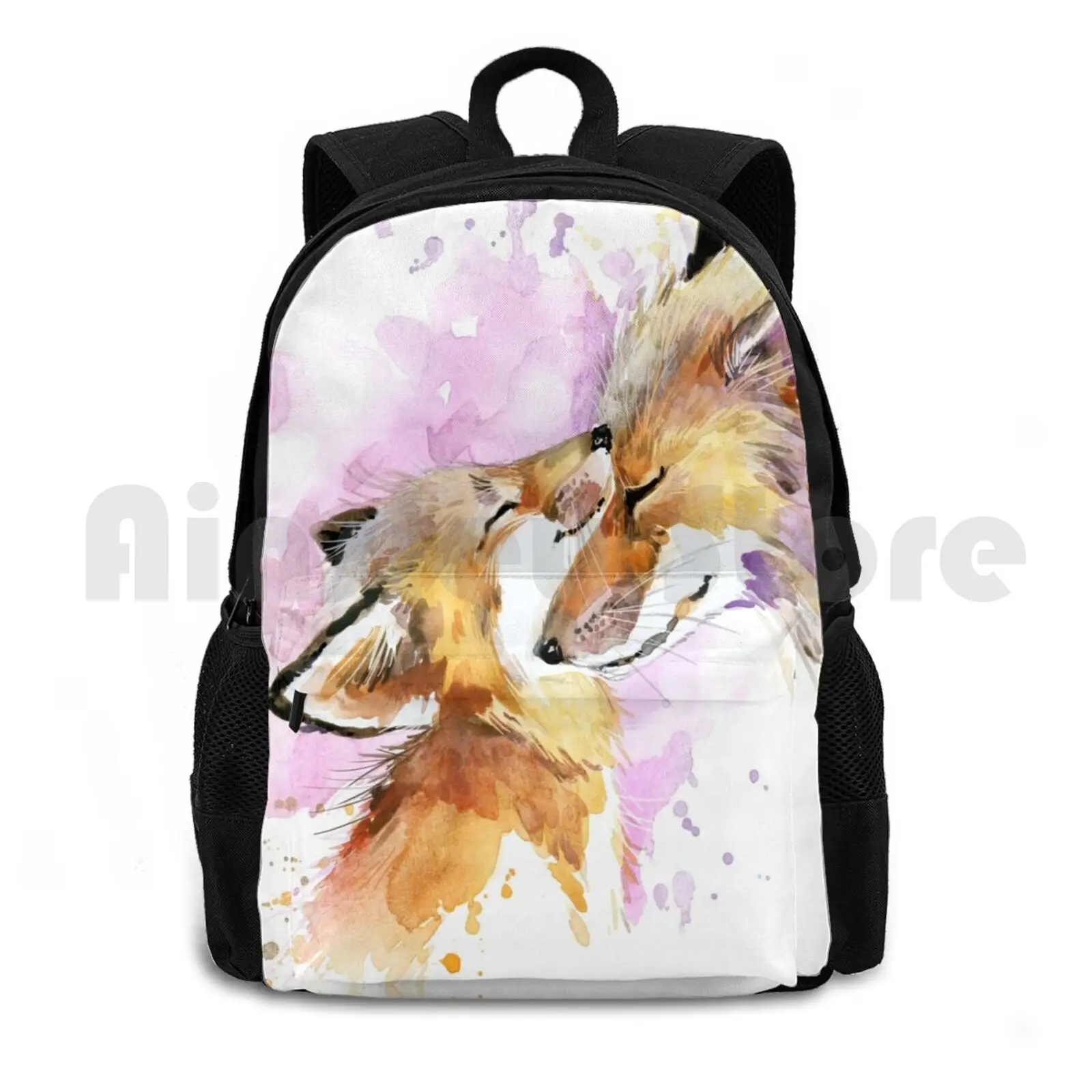 

Красивый акварельный дизайн «Мать и куб лисы». Рюкзак для походов на открытом воздухе, спортивная сумка для верховой езды, скалолазания, лисы, мамы, мамы, мамы