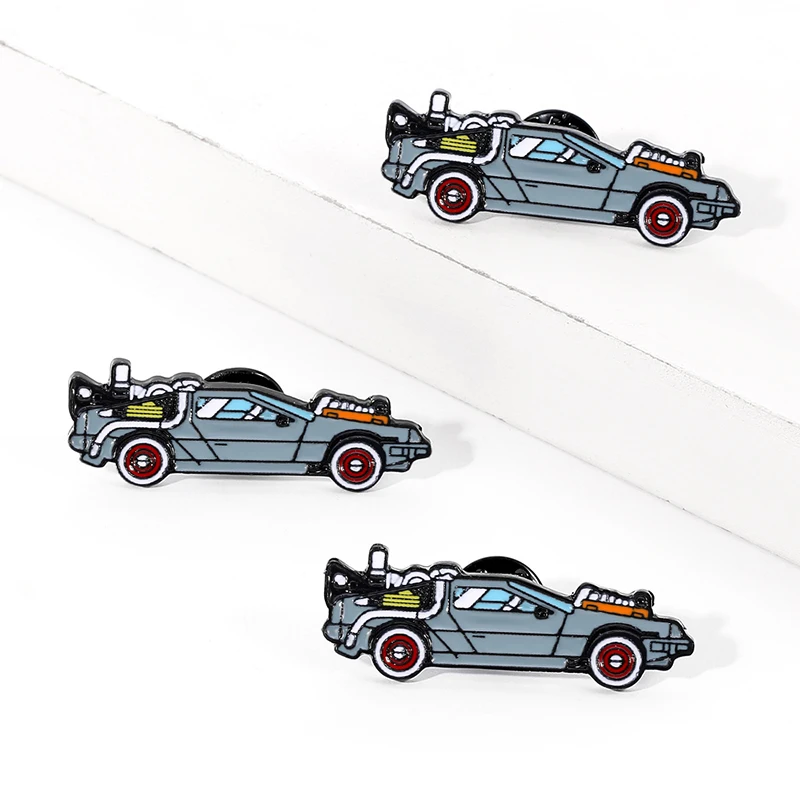 Back To The Future Creative Electric Vehicle Car Enamel Pin Brooch Cute Badge Backpack Clothes Lapel Jewelry Gift for Friends