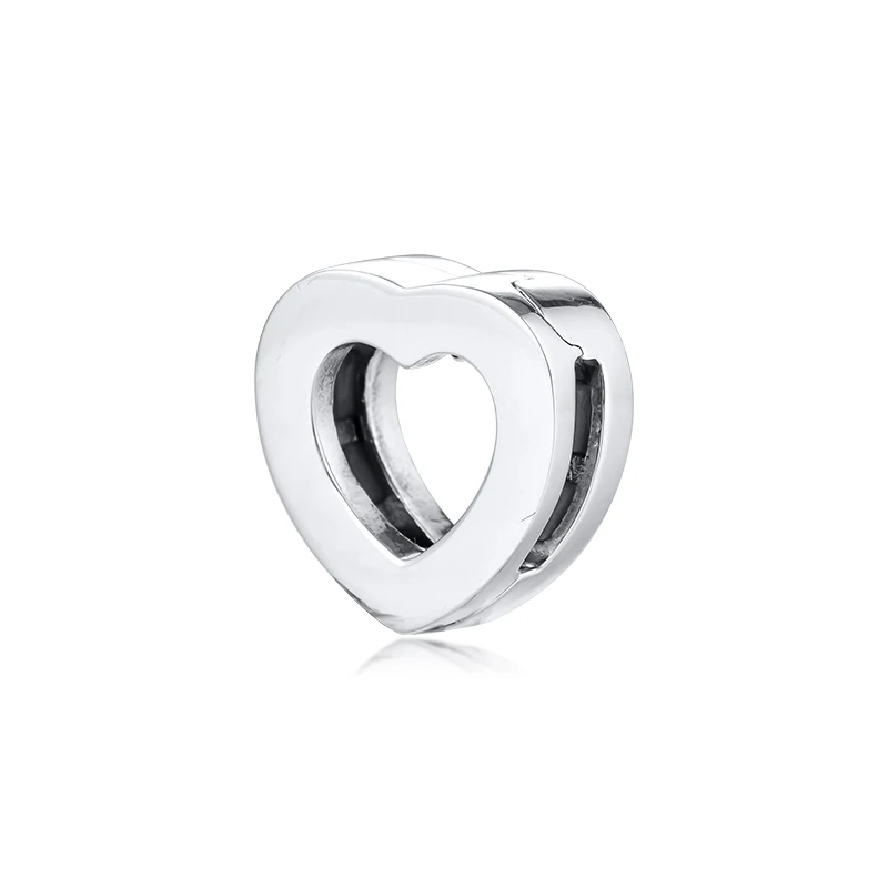 

Sterling Silver Jewelry Logo Heart Clip Charm Fits Snake Chain Bracelets For Woman Fashion Beads For Jewelry Making