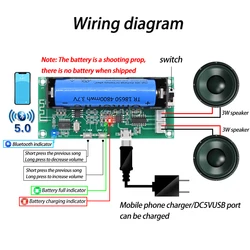 Bluetooth 5.0 Lithium Battery Holder Dual Channel 2*3W Stereo Class D Audio Amplifier Active Speaker DIY PAM8403 Amplifier A153