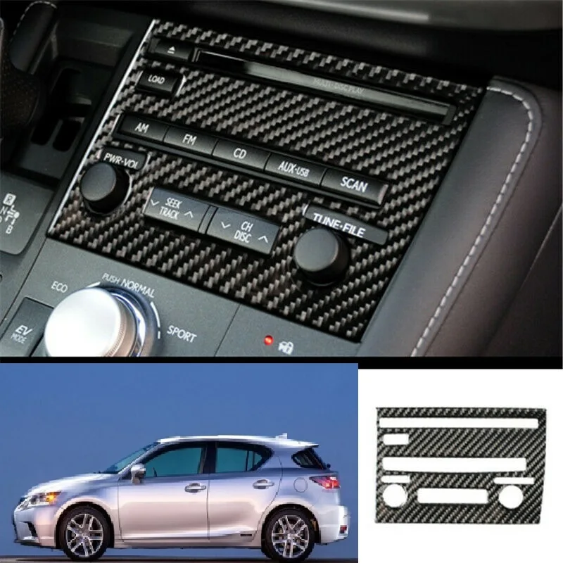 Carbon Fiber Car Central Console CD Panel Window Control Outlet Cover Trim Fit For Lexus CT200h 2011-2017