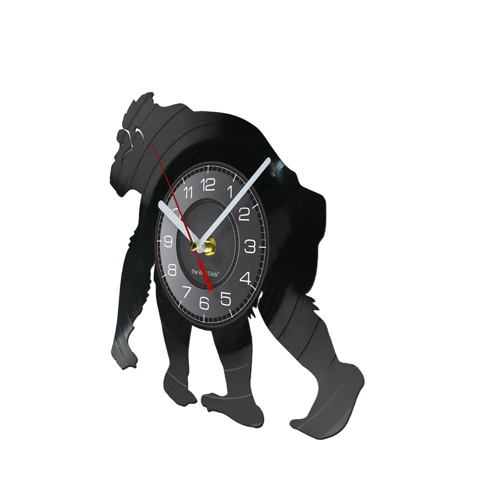 Monkey Orangutan Art Chimpanzee Vinyl Music Record Wall Clock Wildlife Gorilla Home Decor Great Ape Silhouette Laser Watch