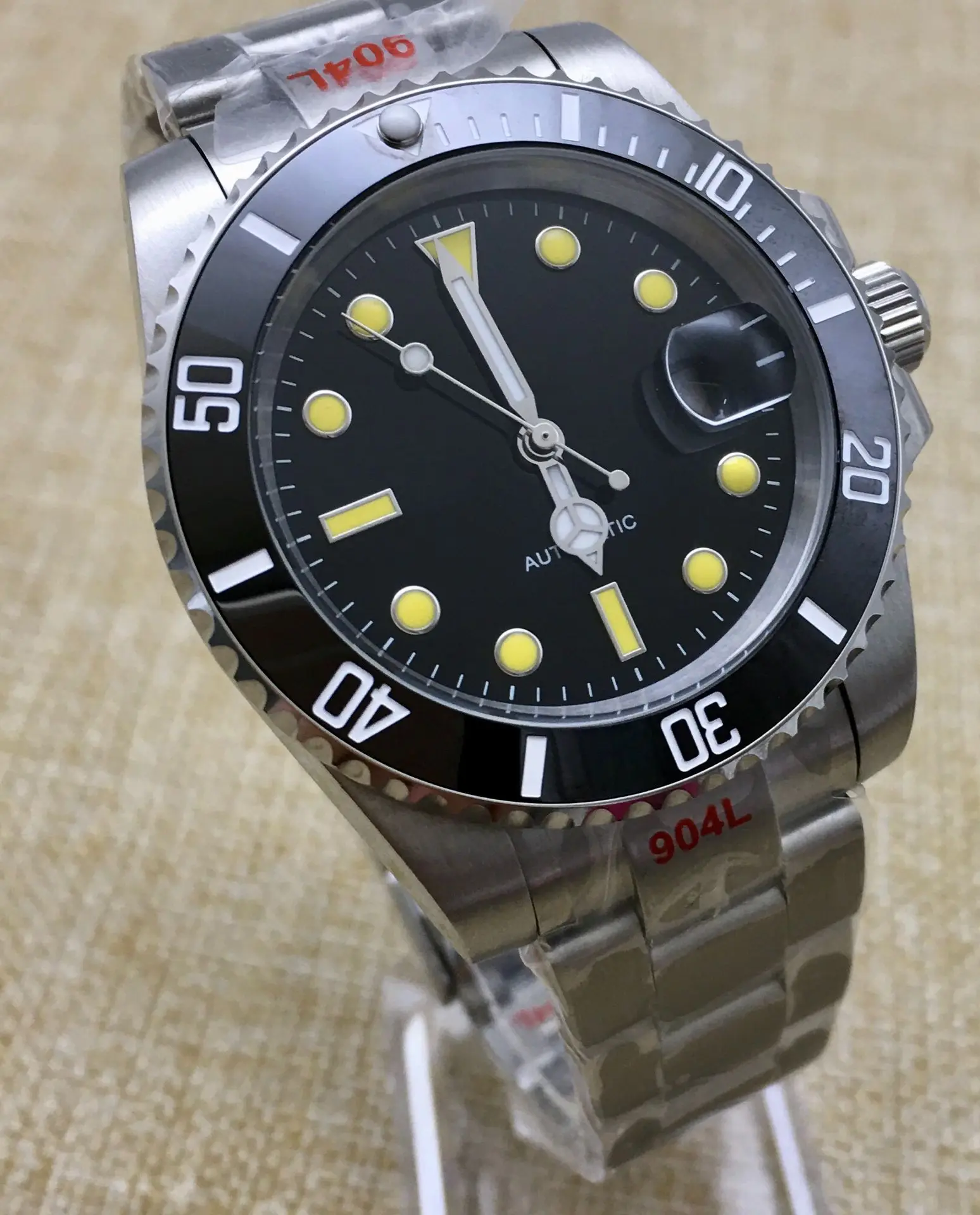 Fashion Casual 40mm Black Dial Date Water Ghost Series Watch Automatic Mechanical Men's Watch Stainless Steel Case Bracelet