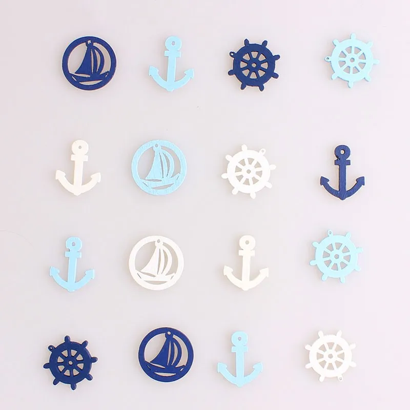 Mixing Color Anchor Wooden Buttons for Handwork for Clothing Scrapbooking Crafts DIY Needlework Accessories Buttons Decorative E