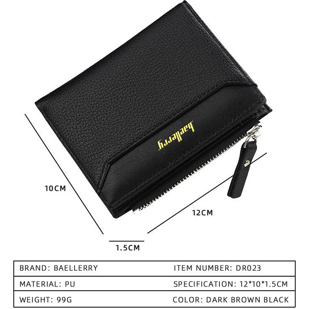 2024 New Men Wallets Free Name Customized Short Male Purse Zipper High Quality Card Holder PU Leather Wallet For Men