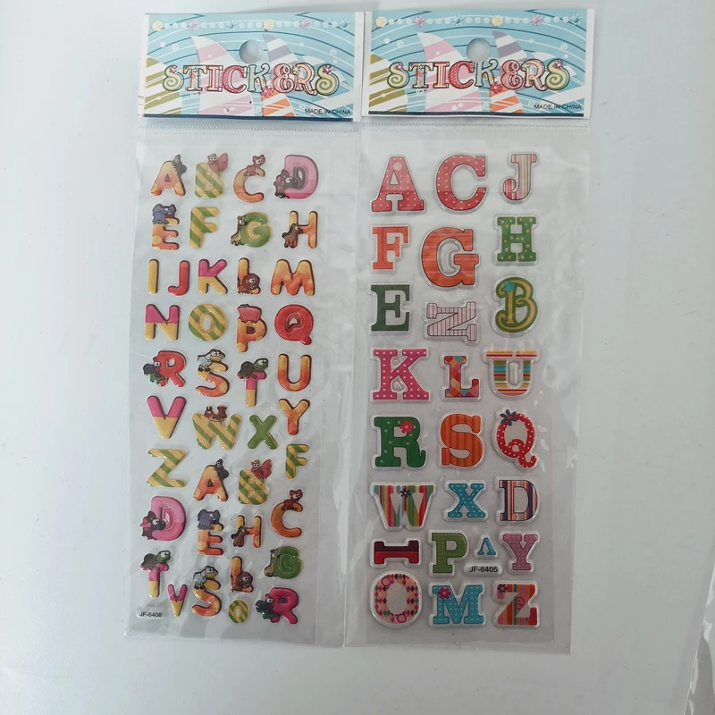 6pcs Digit Alphabet Sticker Kids Cartoon Lovely English Letter Cognition A B C Stickers Label for Boys Girls Learning Toys