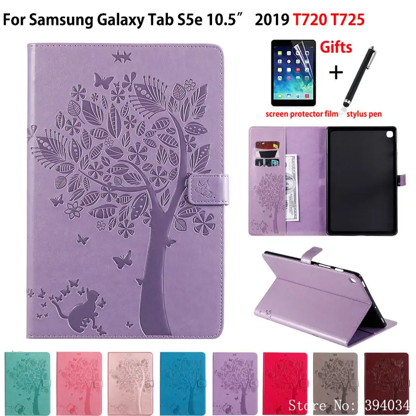 

Case For Samsung galaxy tab S5e 10.5 2019 SM-T720 SM-T725 T720 Smart Cover Funda Tablet Cat Tree Pattern Flip Stand Shell +Gift