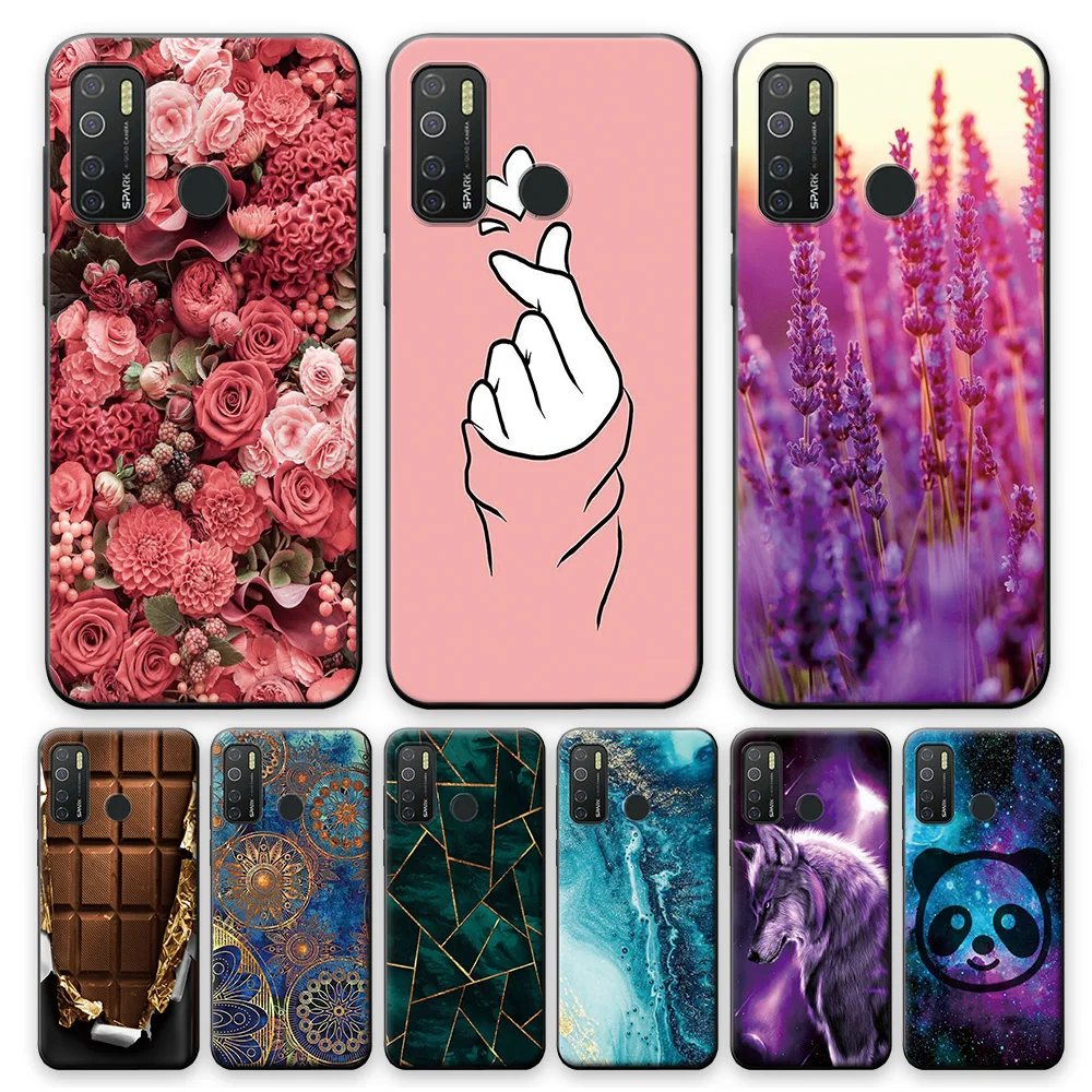 For Tecno Spark 5 Case Cover on Spark 5 Pro Cute Flowers TPU Protective Case For Tecno Spark 5 Soft Silicone Tecno Spark 5 Pro