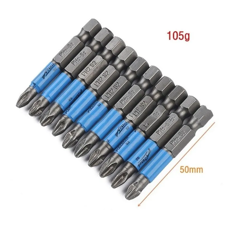 5/7/10 pçs conjunto de bits de chave de fenda 50mm ph2 antiderrapante com magnético 1/4 "hex shank se encaixa mão motorista de broca elétrica acessórios de mão