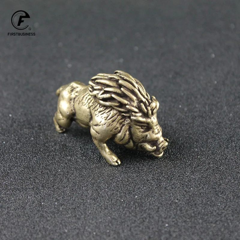 Vintage Copper Small Wild Boar Figurines Retro Brass Animal Crafts Ornaments Tea Pet Desk Decoration Home Decor Accessories Gift