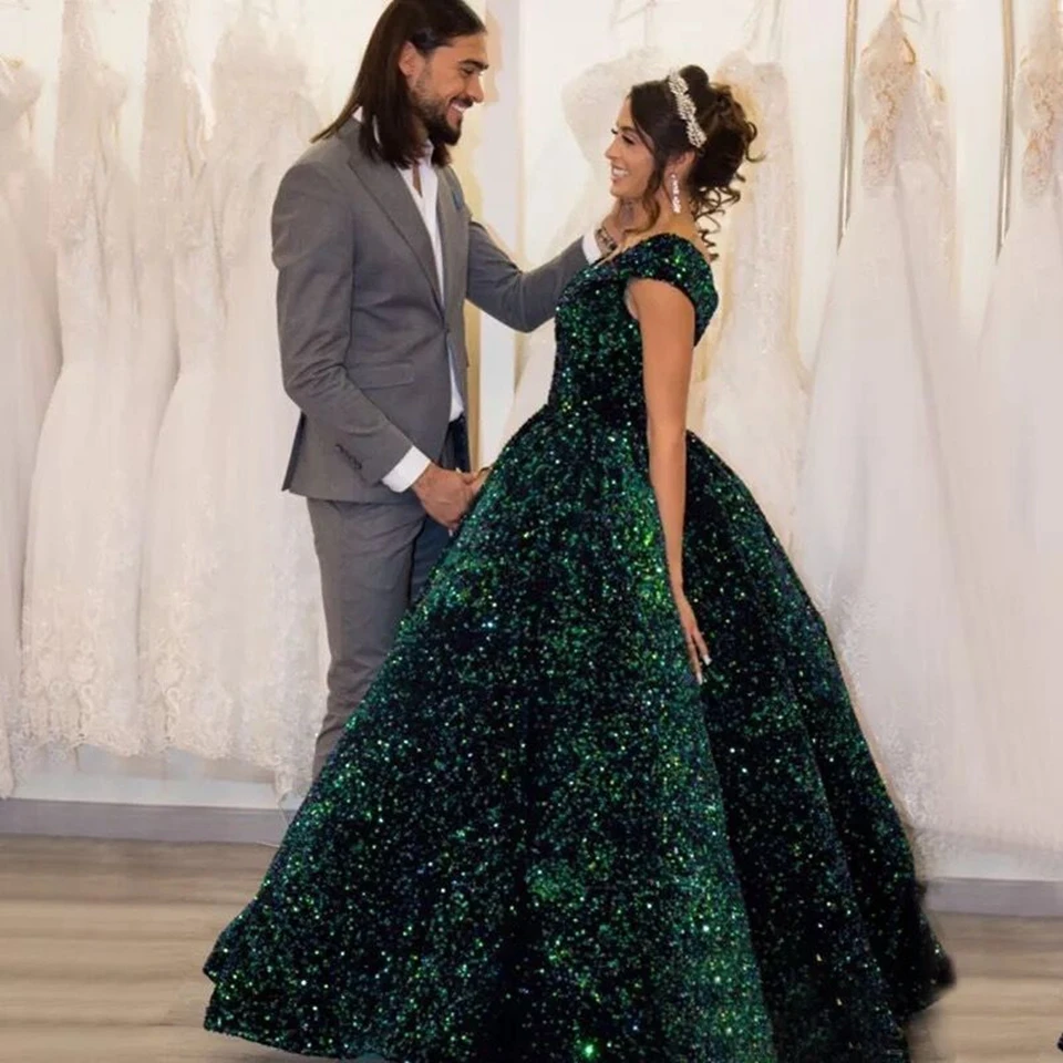 Vestido De noche De lujo con lentejuelas para mujer, vestido De fiesta Formal con hombros descubiertos, elegante, largo, 2022