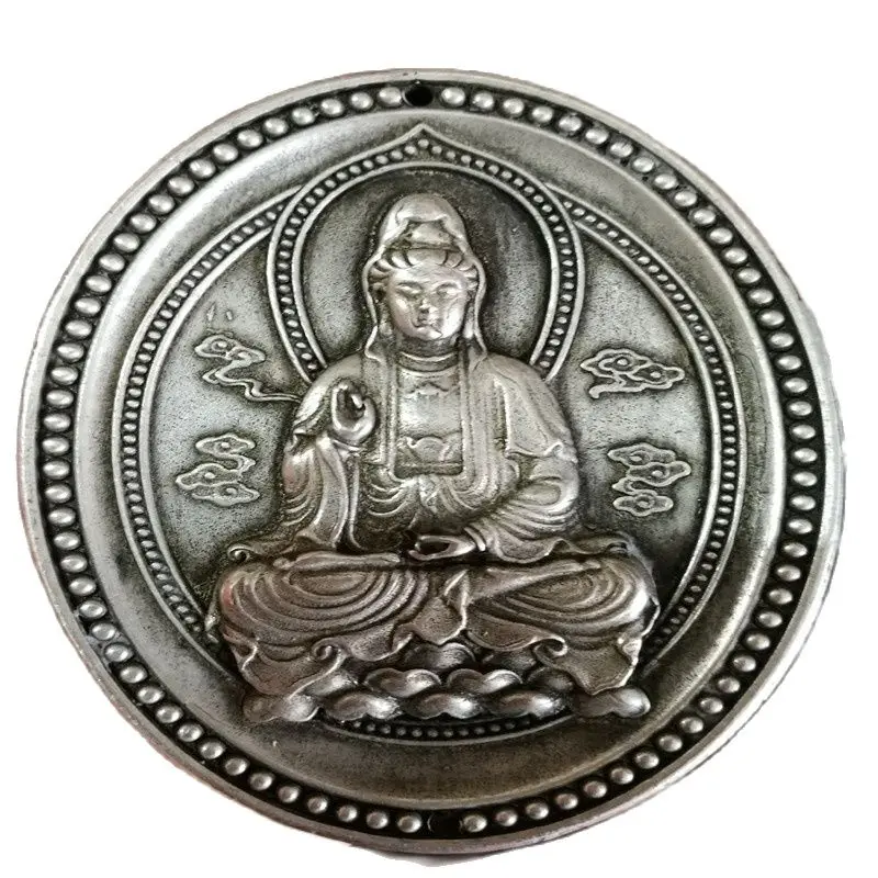 

China Tibet Silver Amulet Pendant Guanyin