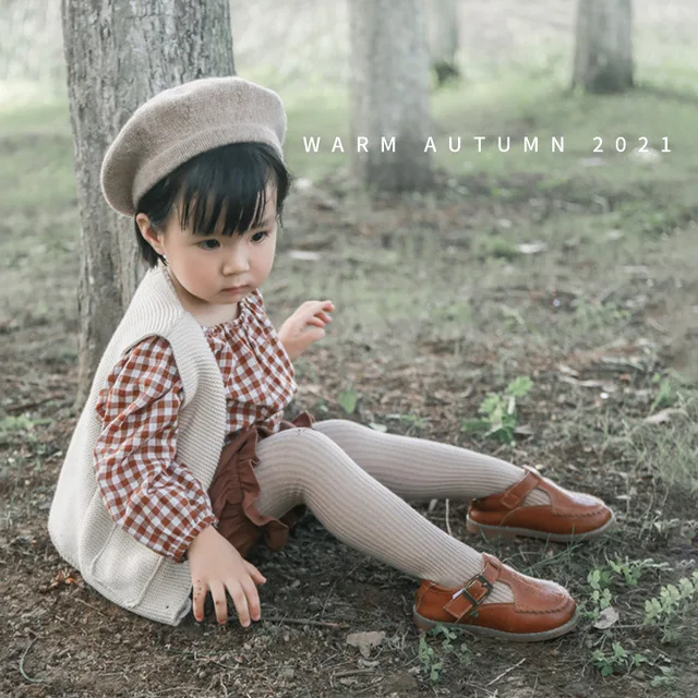 

Autumn New Kids Girls Tights Cotton Baby Pantyhose Fashion Casual Warm Stretch Princess Solid Color Knitted Children Pantyhose