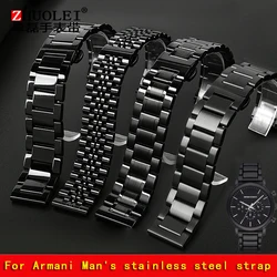 For Armani stainless steel black Matte steel watch strap Male AR1895 1509 0389 1452 1981 men solid metal brushed mesh watchband