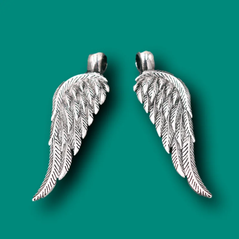 6pcs Silver Plated Eagle Wings Pendants DIY Charms Retro Necklace Earrings Jewelry Crafts Making-Brave and Fighting A2445