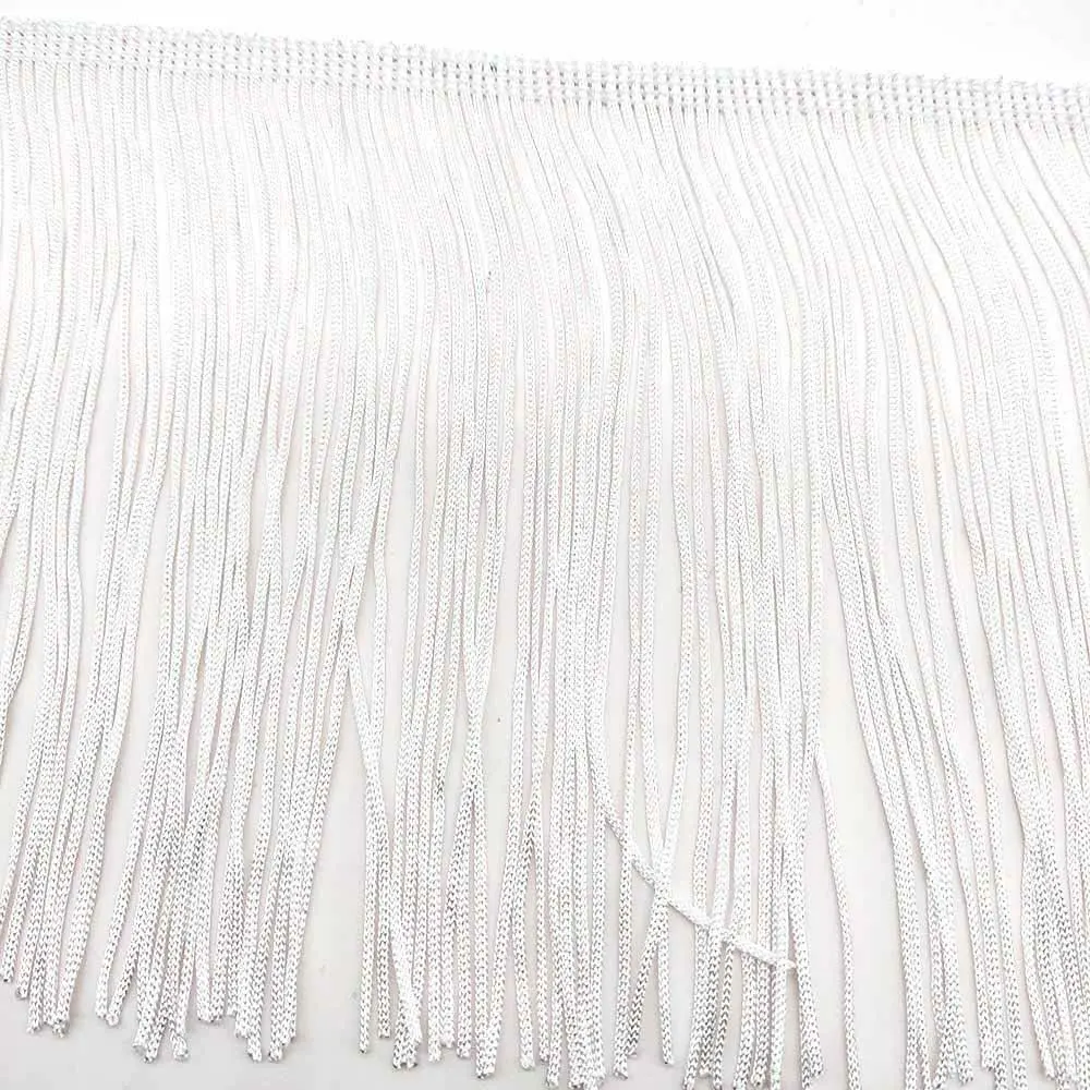 10 yards White 15cm Long Fringe Lace Tassel Polyester Lace Trim Ribbon Sew Latin Dress Stage Garment Curtain DIY Accessories