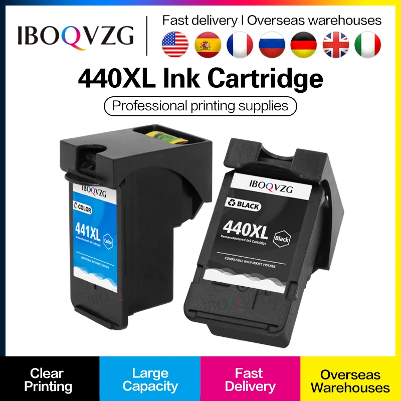 

IBOQVZG Ink Cartridge PG440 CL441 For Canon PixmaMG3140 MG3540 MG3640 MG3640S MG4240 MX438 MX518 MX378 TS5140 Printer