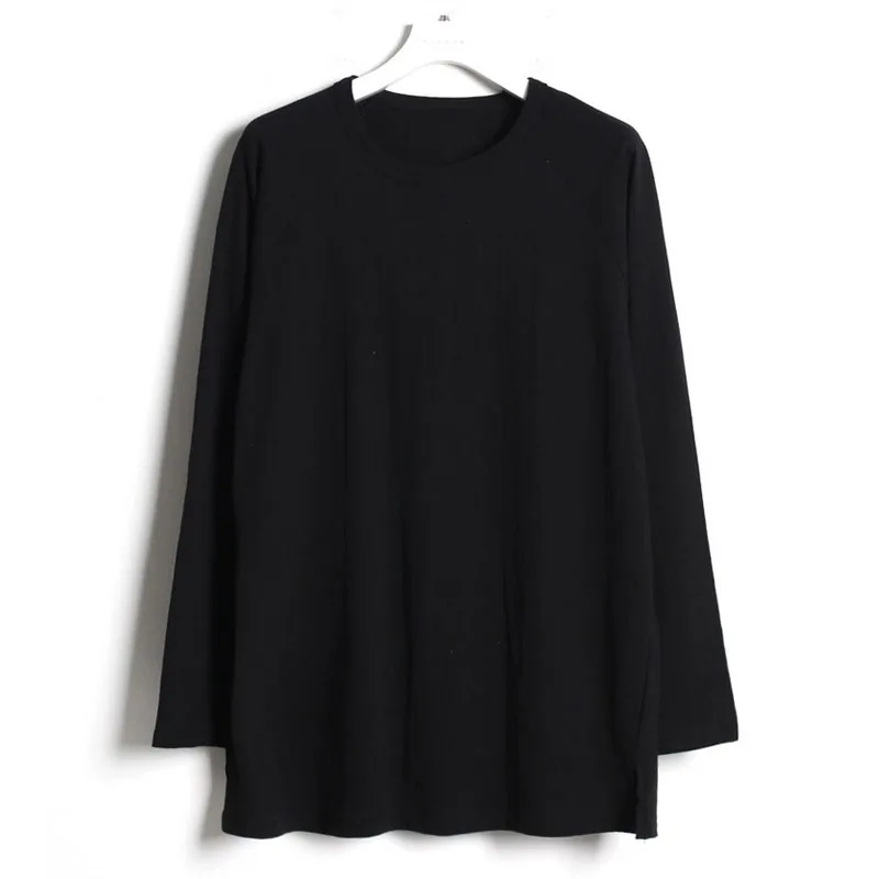 

Men's Long Sleeve T-Shirt Spring And Autumn New Shoulder Korean Pure Color Simple Leisure Loose Large Size Sleeve Bottom Shirt
