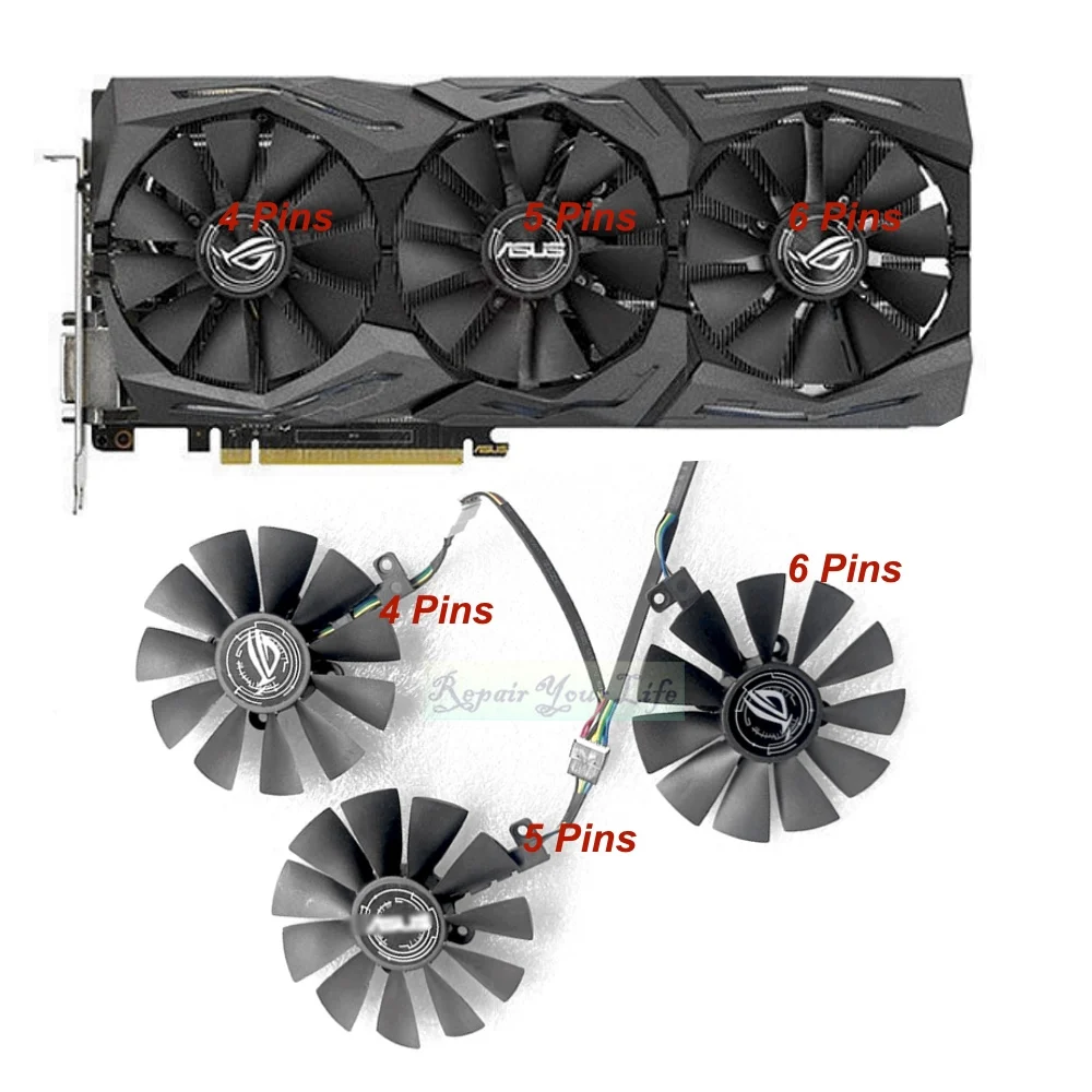 87mm T129215SU Graphics Card Cooler Fans For ASUS Strix GTX 1060 1070 1080 GTX1080Ti RX 480 580 R9 390 Computer Cooling fan Sale