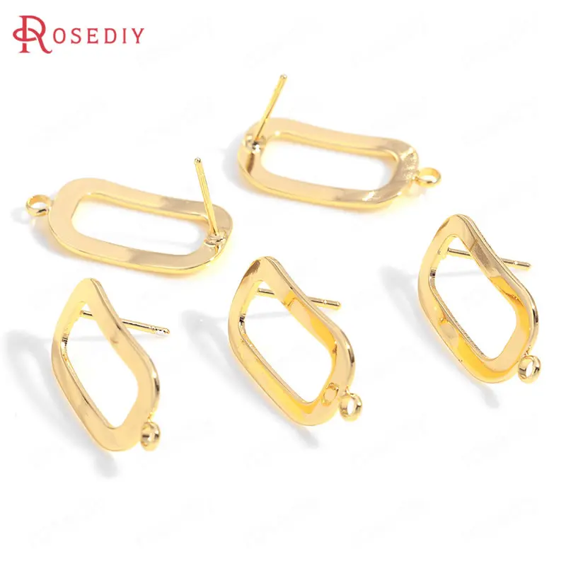 

(C890)6 pieces 11.5x22.5mm High Quality Gold Color Brass Rounded Rectangle Stud Earrings Diy Jewelry Findings Accessories