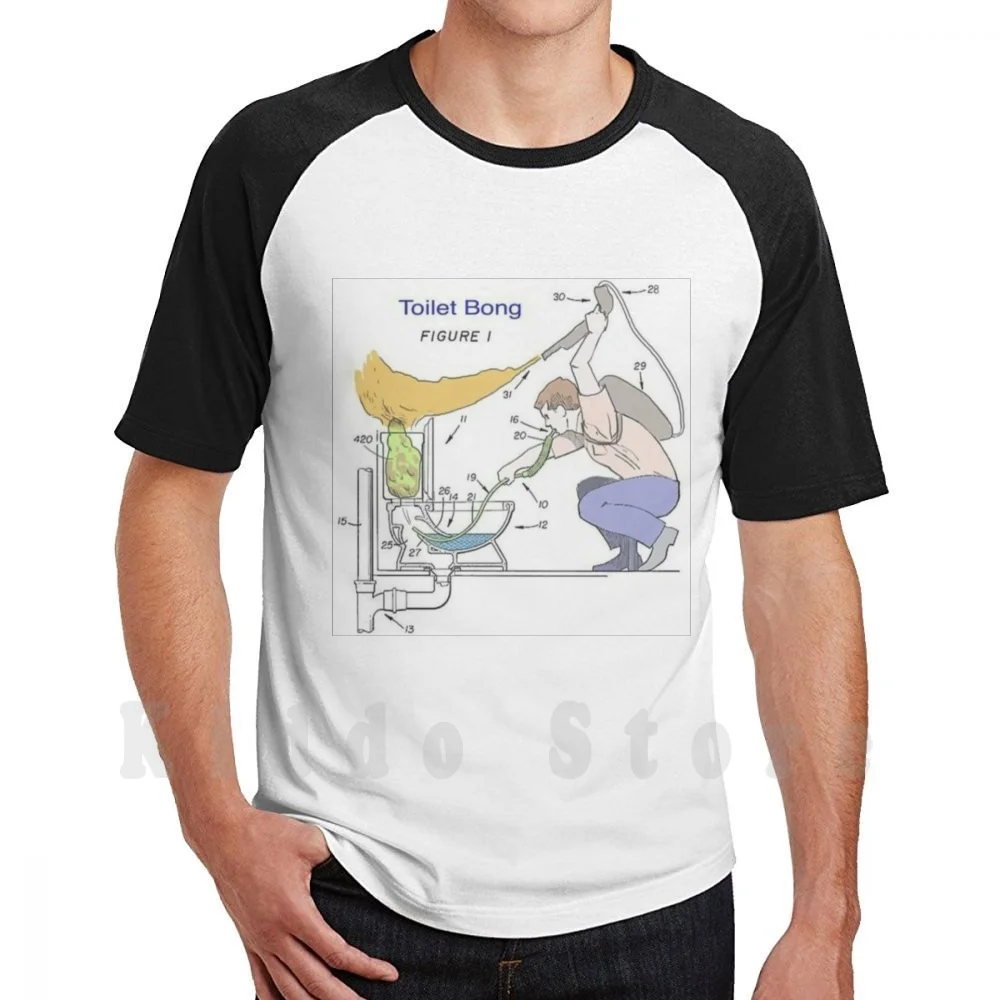 Toilet Bong T Shirt DIY Big Size 100% Cotton Weed Toilet Bong Flamethrower Stoner Stoner Funny Diagram Human Diagram Anatomy