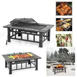 Metalowy Grill Grill na zewnątrz boże narodzenie Brazier kominek na zewnątrz W/ Firepit Cover & Poker + Grill camping