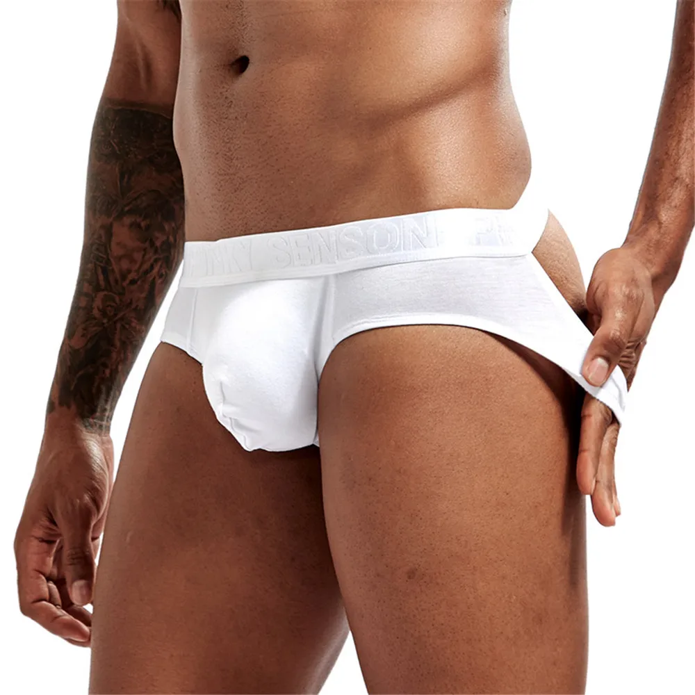 Brand Men Bright Soft Jockstrap Underwear G-Strings & Thongs Sexy Gay Penis Pouch Bikini Buttocks Hollow Thong Men Underwear