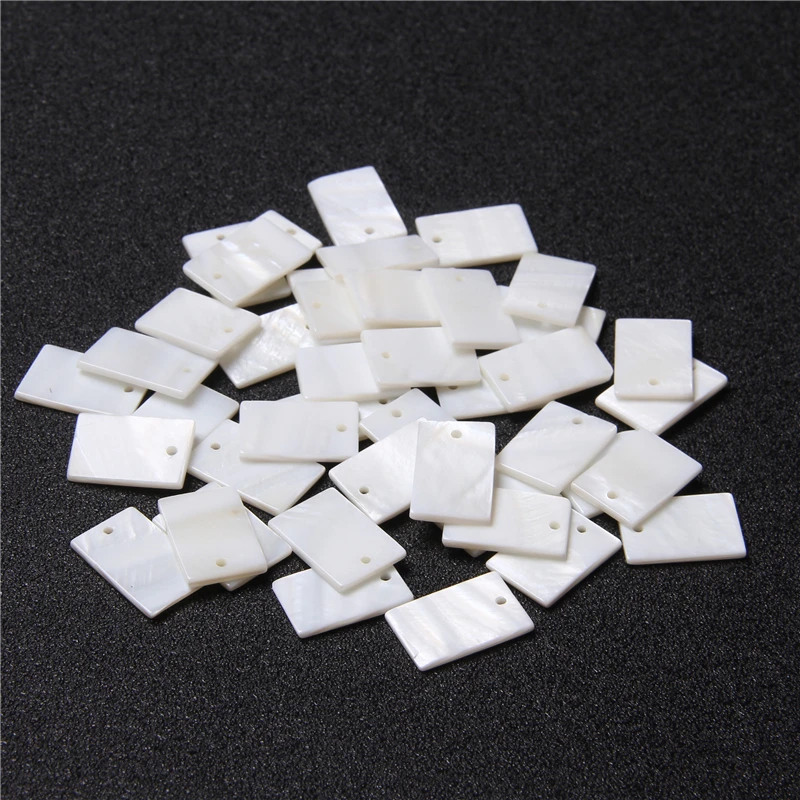 White Natural Mother of Pearl Shell Charms Flat Square Rectangle Shell Pendant Beads for Jewelry making DIY Necklace Accessories