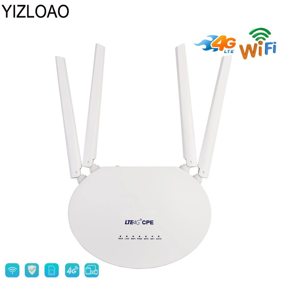 

YIZLOAO 4G LTE Wifi Router 300Mbps 4G Plus Wifi CPE Unlock Mobile Hotspots FDD/TDD Global Broadband Sim with 4 External Antenna