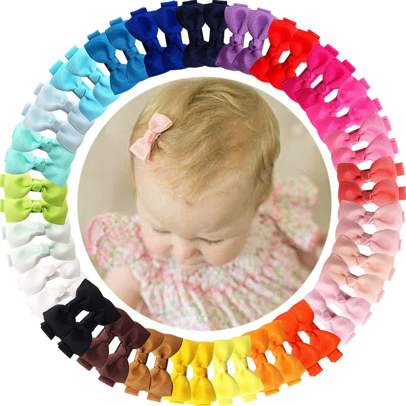 

50pcs Solid Hair Bows Clips Baby Girls Kids Hair Clips Headwear Hair Accessories Gifts Wholesales