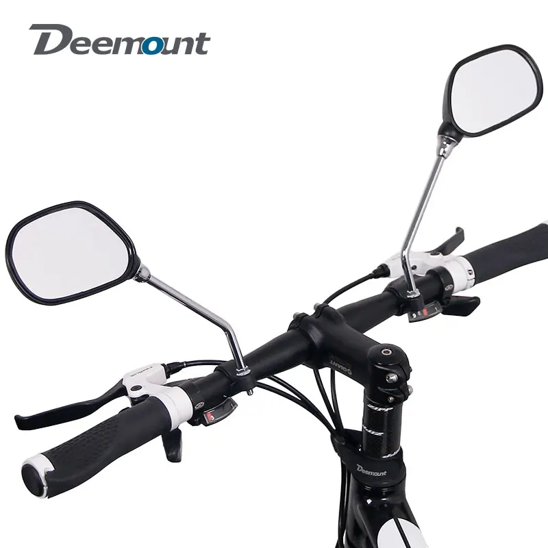 Deemount 1 Pair Bicycle Rear View Glass Mirror Bike Handlebar Wide Range Back Sight Light Reflector Angle Adjustable Mirrors