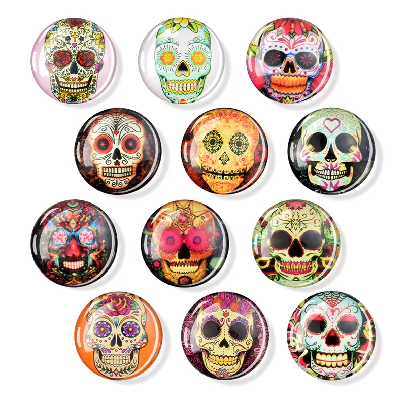 Circular Skull Refrigerator Magnet Luminous Decorative Sticky Notes Fixed and Adsorbed 30mm