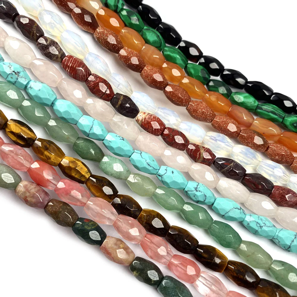 Natural Stone Column shape Faceted beads crystal Semifinished  Loose beads For jewelry making DIY Necklace Bracelet Accessories