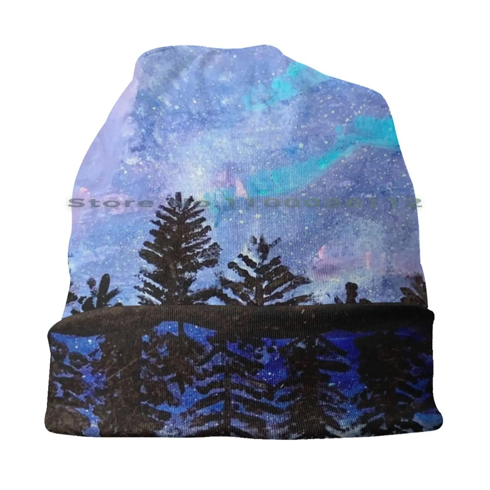 Northern Lights Bucket Hat Sun Cap Northern Lights Aurora Borealis Pine Trees Galaxy Night Sky Stars Nature Staple Chase