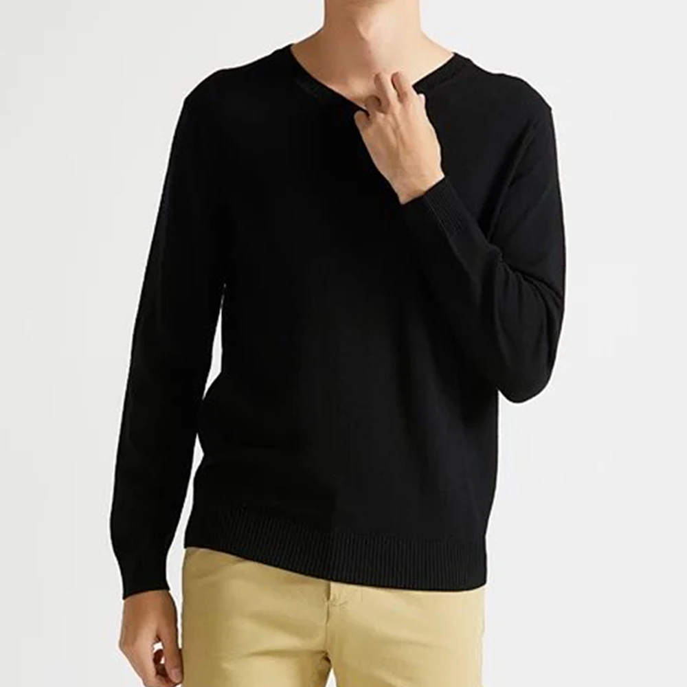 

Luxury Black V-Neck 100% Wool Sweaters Highly Selected 100% Extra Fine Merino Wool From Australia Autmun Winter Warm Sweater Men