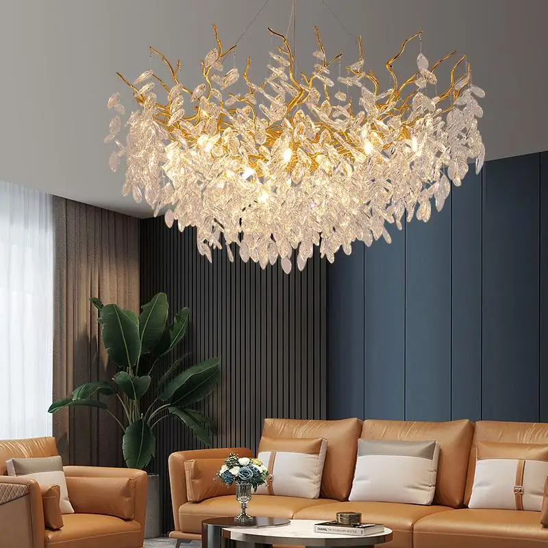 Luxury Crystal Chandeliers Gold for Dining Room Nordic Pendant Light Living Room Hanging Lamp Large Lighting Decorative Lamps