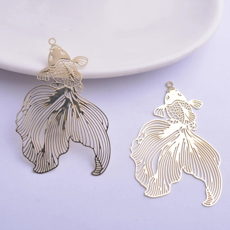 30 Stück AB5587 32*49mm Silberfarbe und Roségold Goldfisch Charms – Detail 5