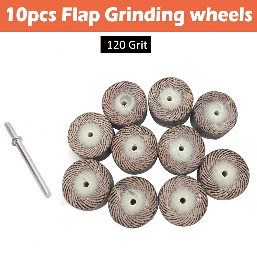 10Pcs 120Grit Sanding Flap Disc Shutter Grinding Polishing Flap Wheels Brush Sand Rotary Tool