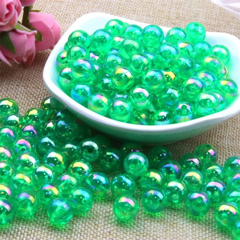 6/8/10mm AB Transparent Color Round Acrylic Bead Loose Spacer Beads for Making Bracelet Necklace Jewelry Accessories 100pcs