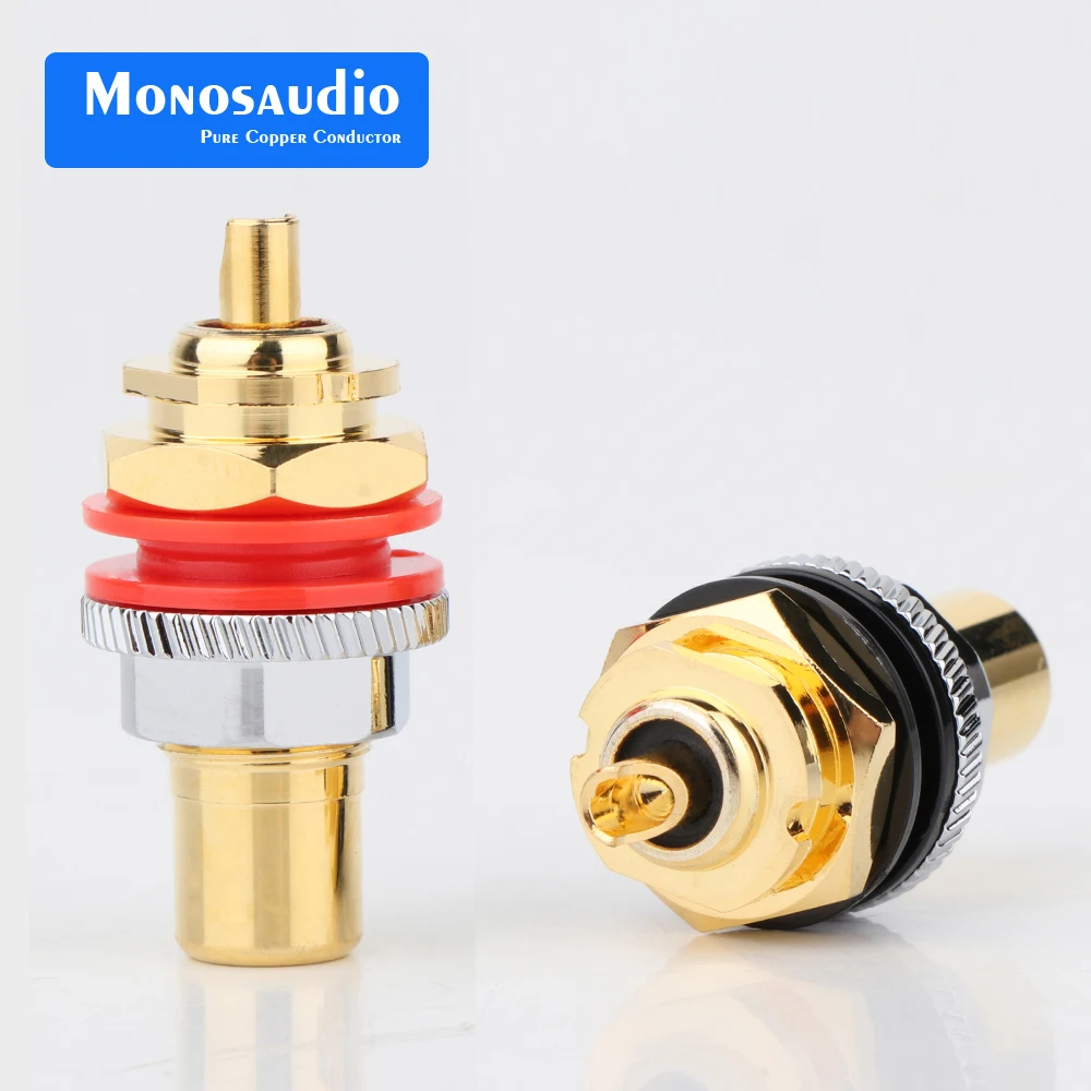 

Monosaudio 4pcs C401G 99.998% Pure Copper RCA Sockets Terminal Chassis Pure Copper Rhodium Plated Isolation Metal Connectors