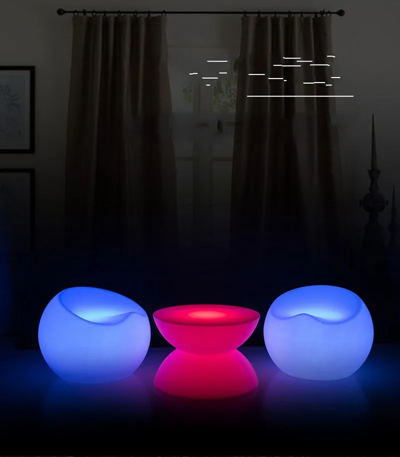 New LED Rechargeable Bar Stool Luminous Plastic Apple Chair Leisure Ball Chair Stool Waterproof Bench Outdoor Disco Furniture