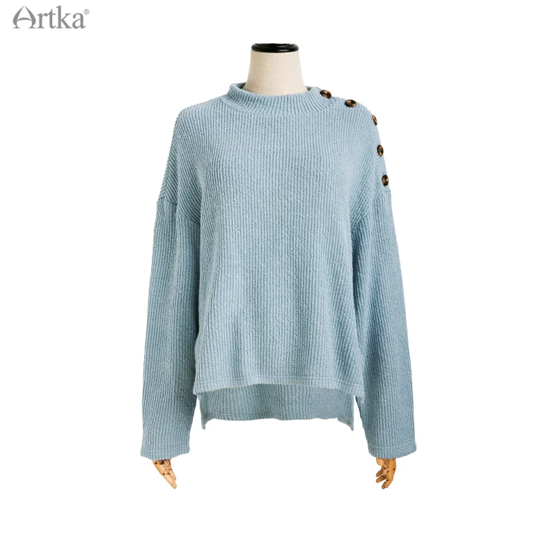 ARTKA 2021 Herbst Neue Frauen Pullover Set Elegante Oansatz Pullover Stricken Pullover Rüschen Midi Gestrickte Rock 2 Stück Set VA20013D