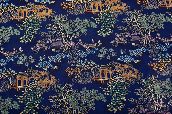 Deep blue Japanese style jacquard damask fabric for coat curtain table cloth sofa cushion upholstery patchwork DIY cloth