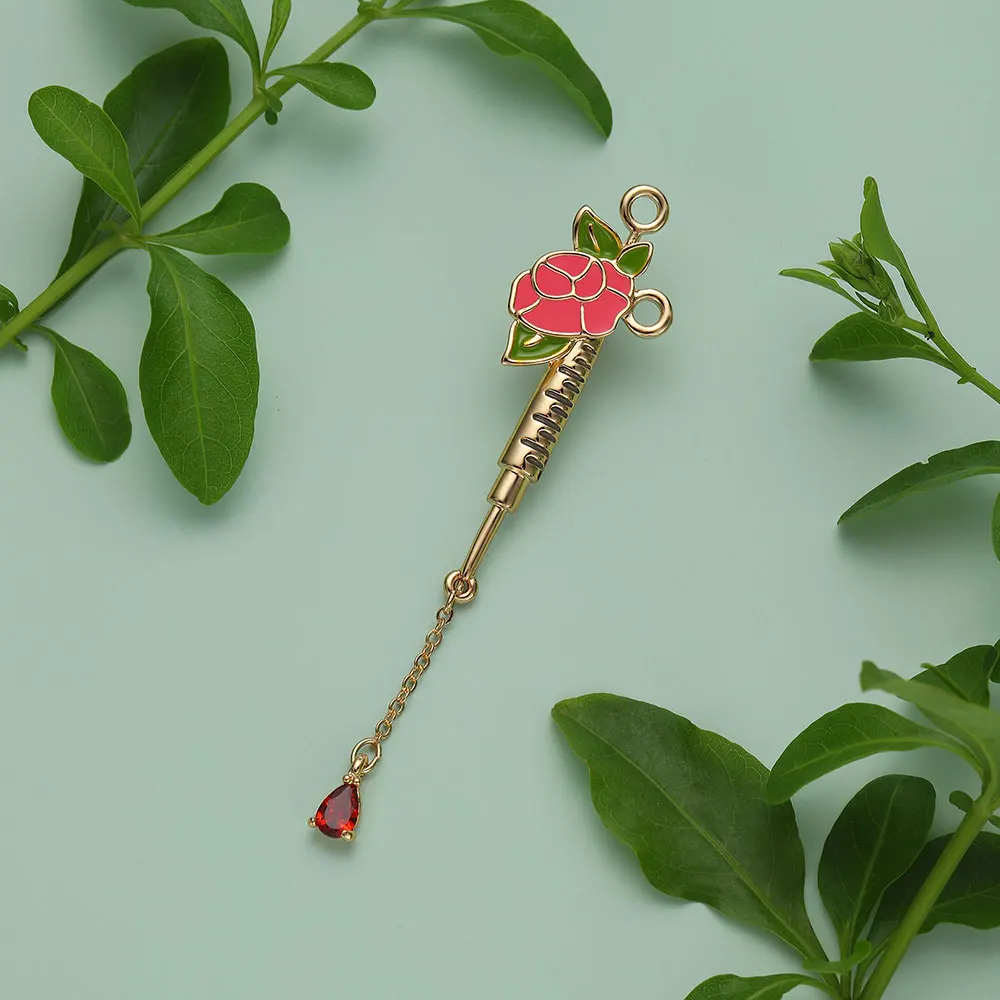 Syringe Metal chain Brooch Funny Flower Enamel Pin Women Badge Doctor Nurse Gift Medical Jewelry for MD Medical Student