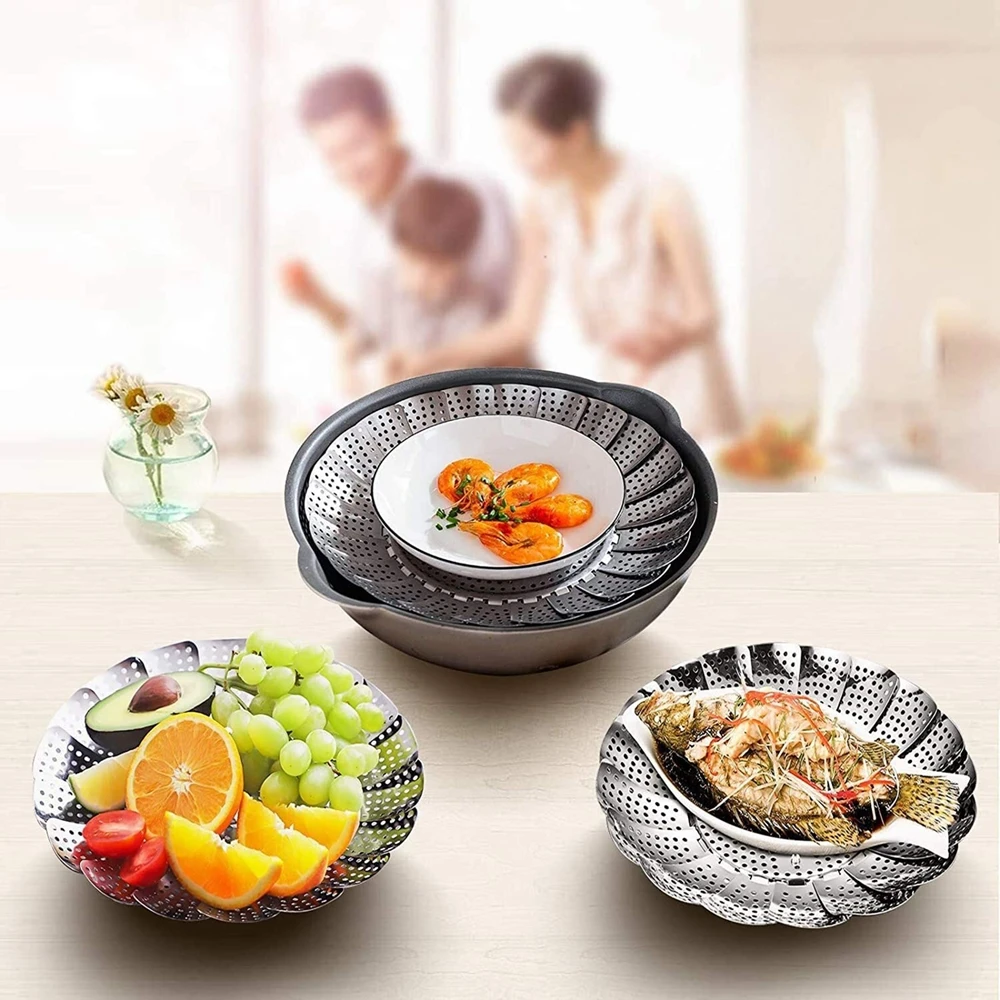 Stainless Steel Lotus Steaming Tray Multi-Function Changeable Fruit Tray Folding Magic Steamer Tray Steaming Rack