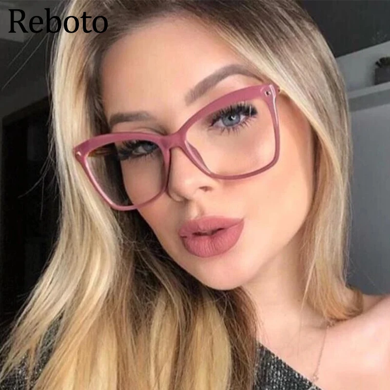 Frame Women's Glasses Transparent Vintage Cat Eye Rivet Female Glasses 2020 Luxury Brand Metal Women's Eyeglasses With Frame