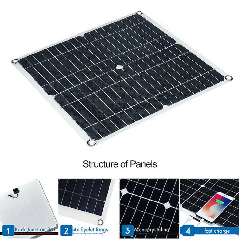 20W Panel słoneczny USB 5V DC 12V z kontrolerem 10/20/30a elastyczny ogniwa słoneczne do ładowarki akumulatora samochodowego jachtu wodoodporny