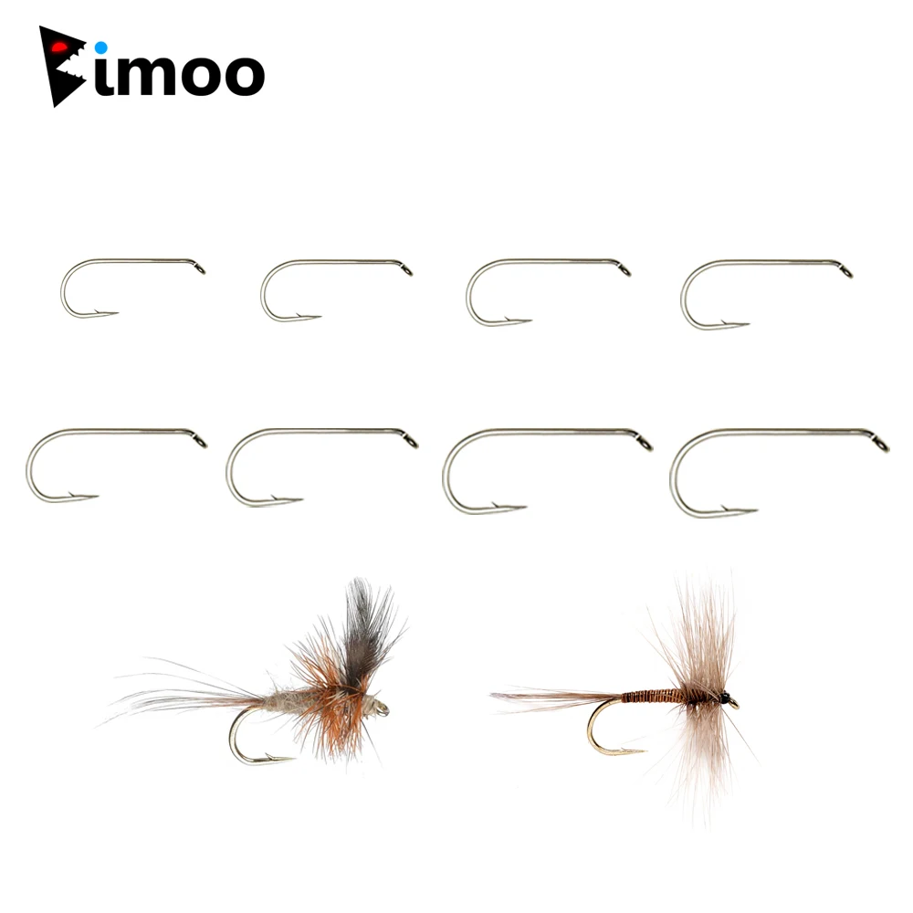 Bimoo 500/1000PCS Fly Tying Hook Dry Fly Nymph Shrimp Caddis Pupa Streamer Carbon Steel Fishhook Standard Dry Fly Hook Wholesale